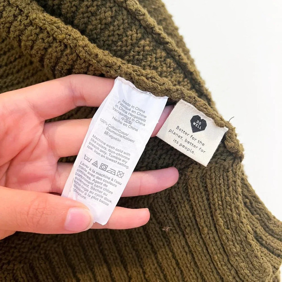 Madewell 100% Cotton Olive Green Ruffled Bohemian Open Knit Cardigan Sweater XXS - Picture 7 of 8